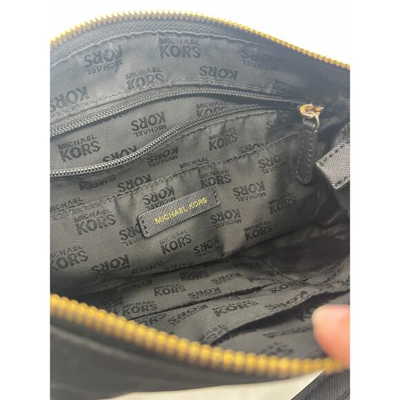 Michael Kors Black Nylon Purse Bag Tote Crossbody or Shoulder Gold Hardware - Picture 9 of 13